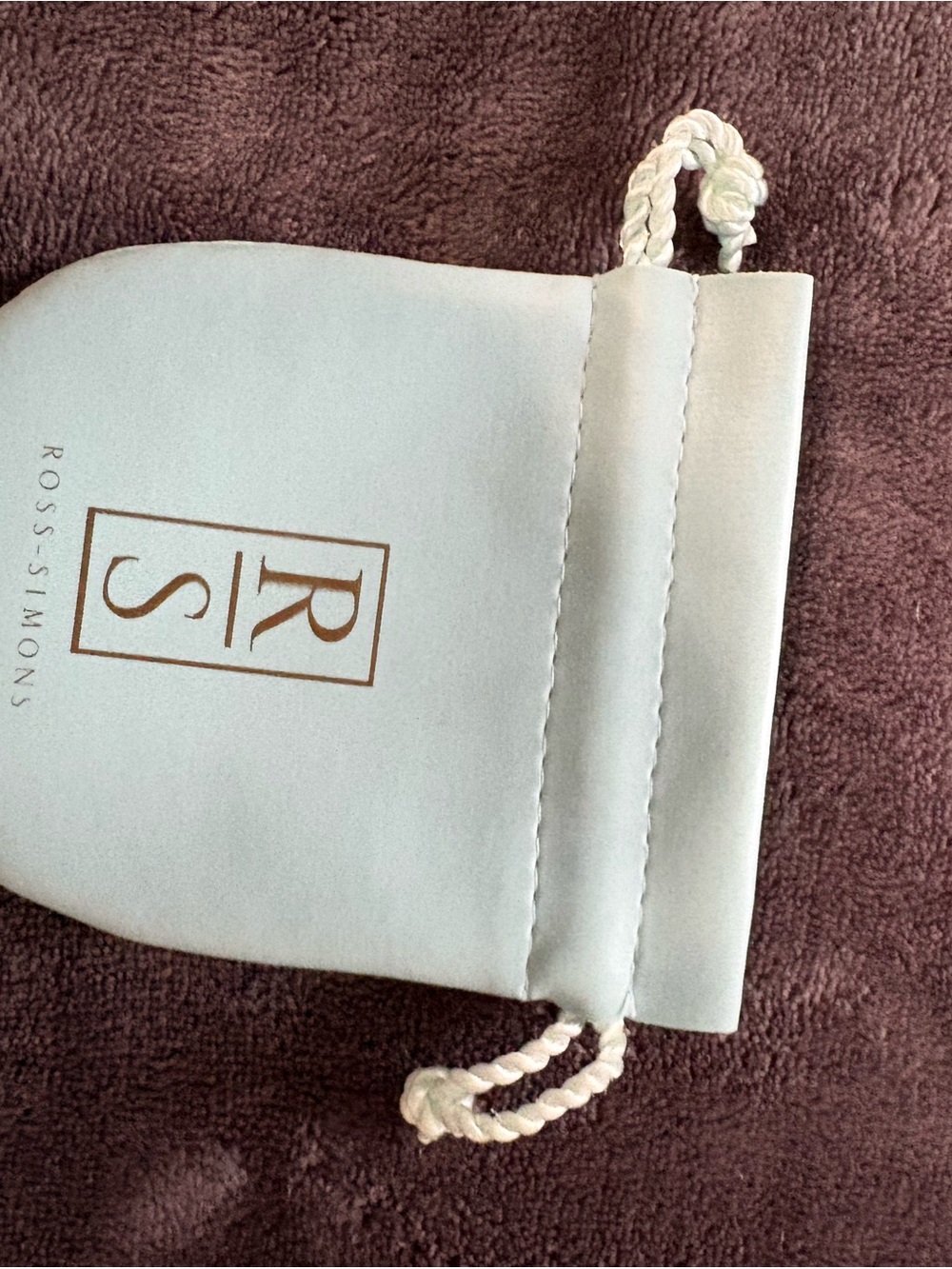 Ross-Simons Pale Blue Drawstring Jewelry Pouch with Gold Logo